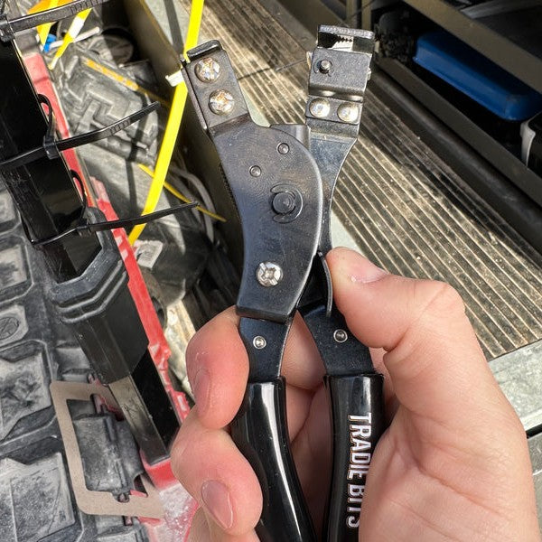Press the lever to cut it flush