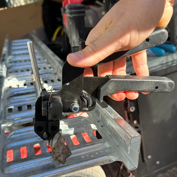 Squeeze the big handles to tension
